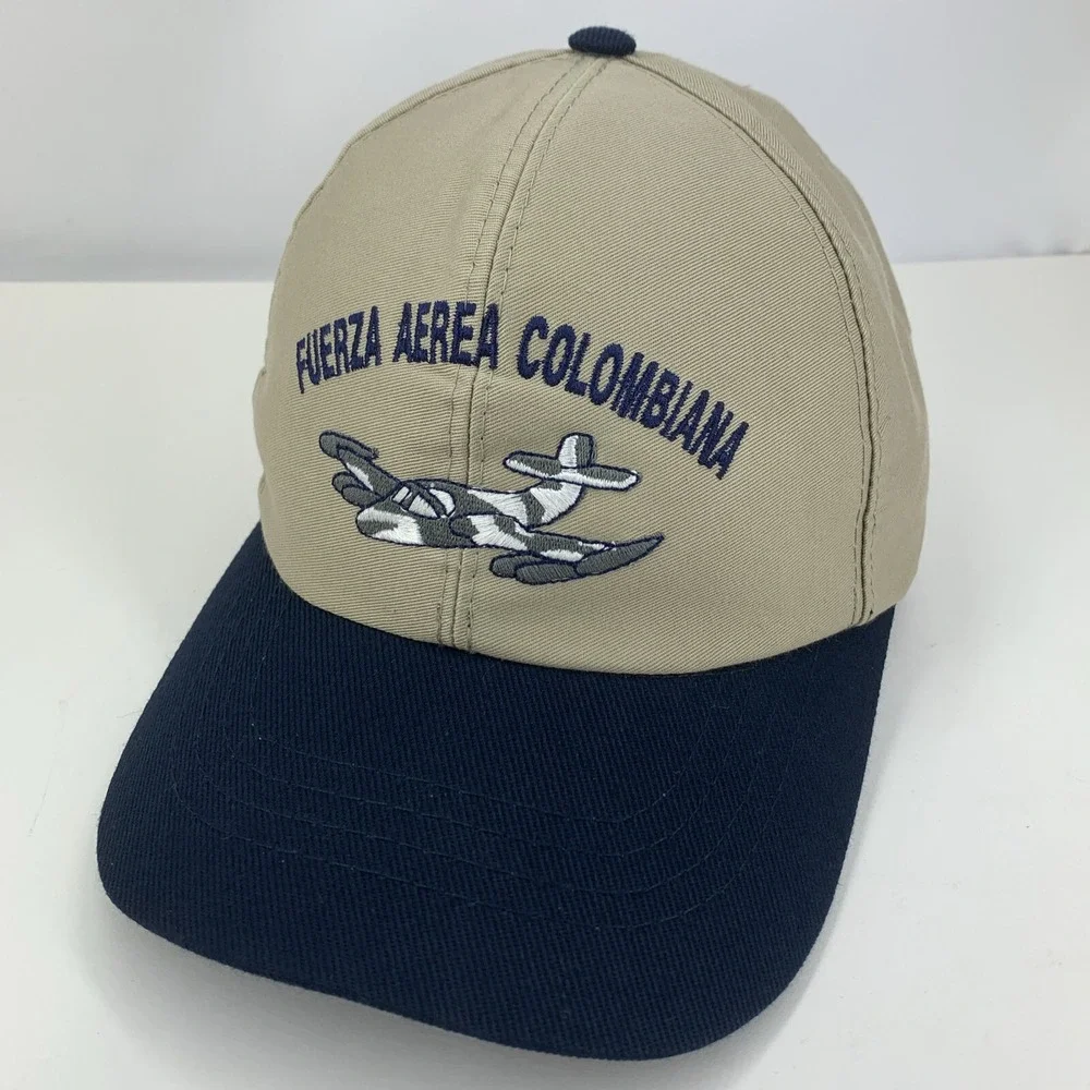 Fuerza Aerea Colombiana Hat CACOM-3 Air Force Blue Beige Adjustable Baseball Cap